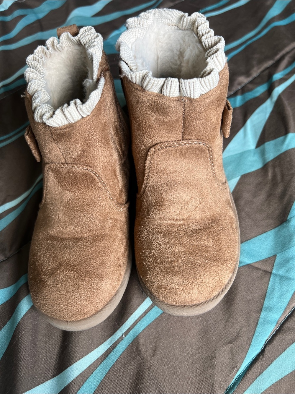 wonder nation Brown Suede Kids Cozy Ankle Boots